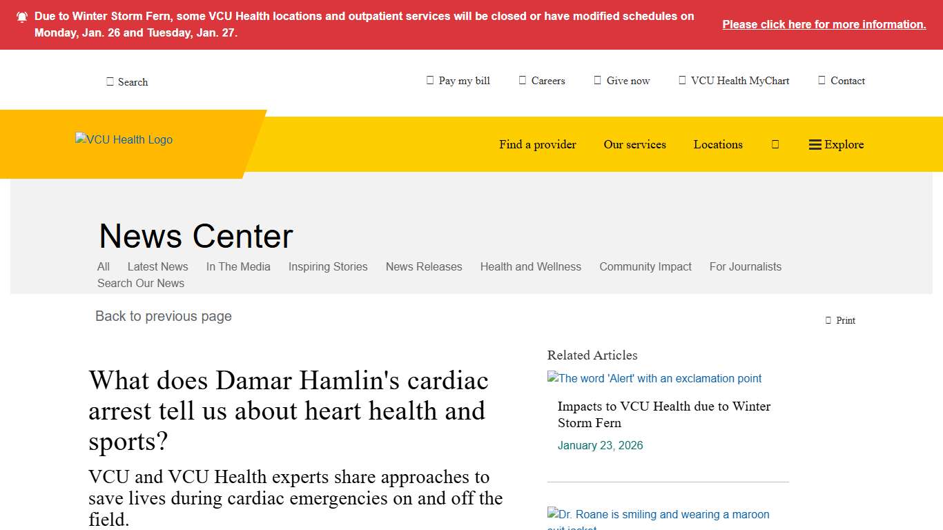 What does Damar Hamlins cardiac arrest tell us about heart health and sports VCU Health