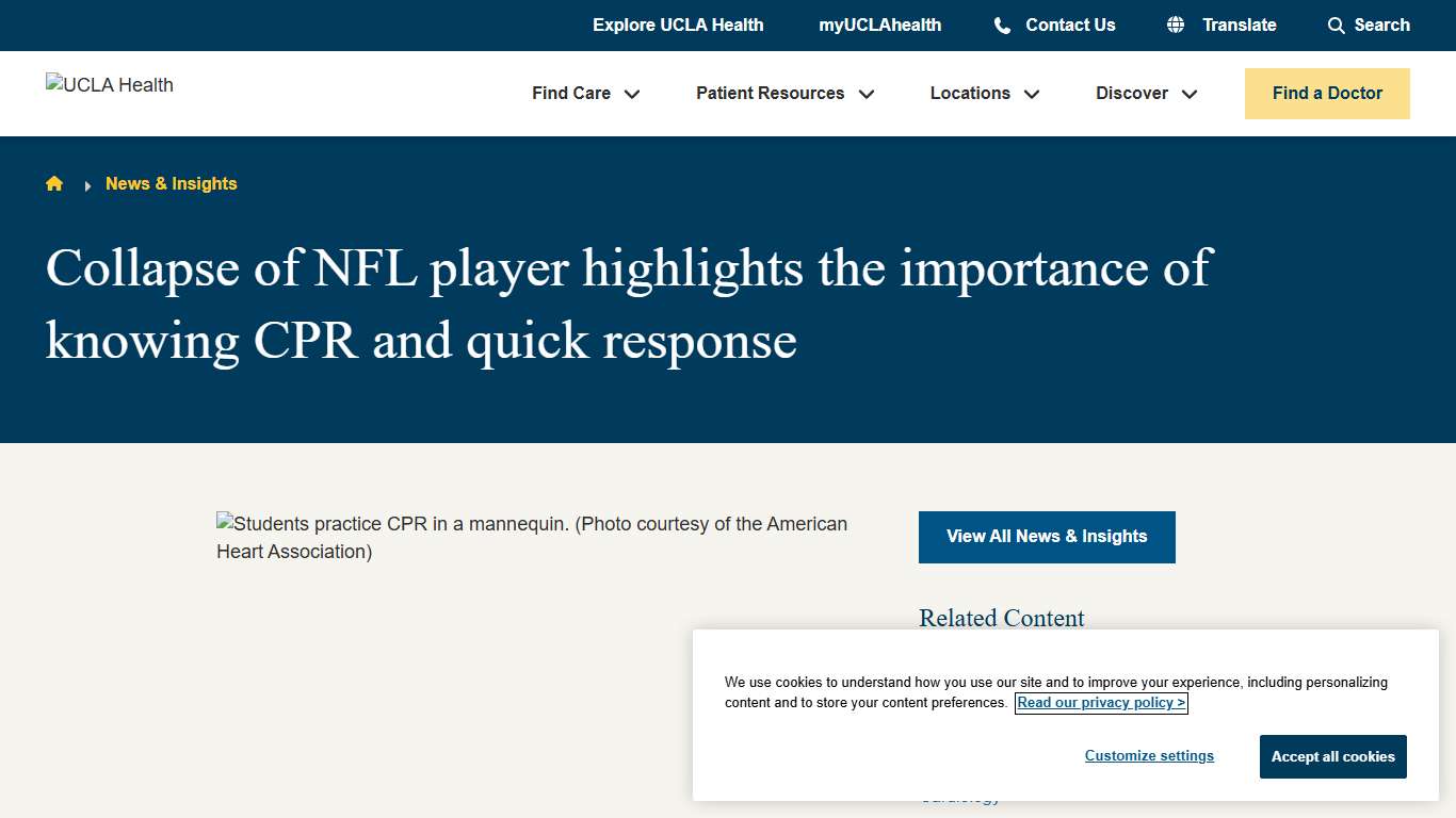 Collapse of NFL player highlights the importance of knowing CPR and quick response UCLA Health